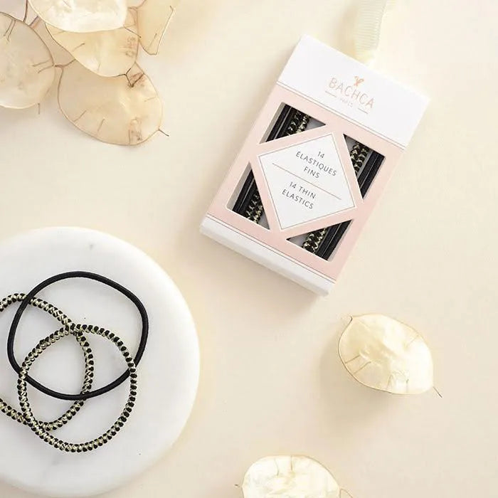 Thin Hair Elastics Black 14ct